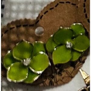 Beautiful Silver & Green Floral Earrings- Pierced